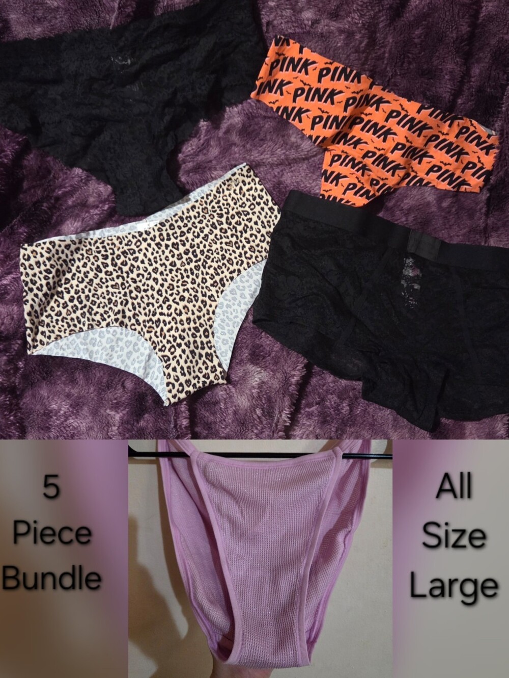 Victoria's Secret Size Large 5pc Panty Bundle NWT